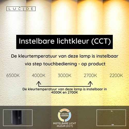 Lucide AARON - Leeslamp - LED Dimb. - CCT - 1x12W 2700K/4000K - Chroom - USP